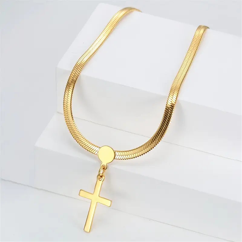 Sophisticated Simple Cross Necklace