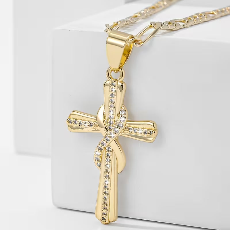 Premium Stones Cross 14k Necklace