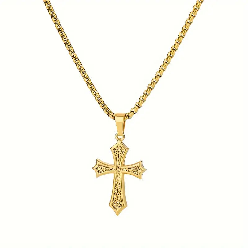 Golden Hollow Cross Stainless Steel
