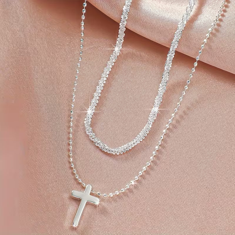 Zirconia 3in1 Set Cross Pendant Necklace