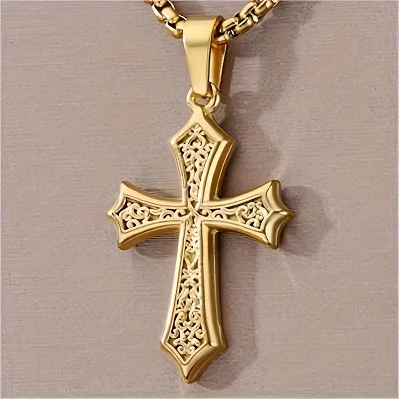 Golden Hollow Cross Stainless Steel