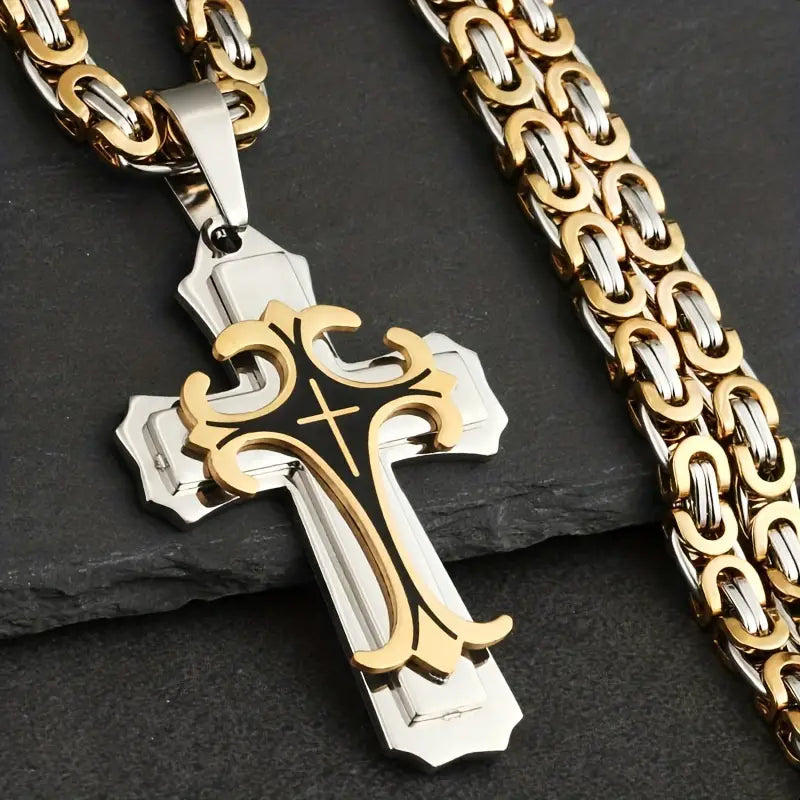 Vintage-style Cross with Heavy Chain