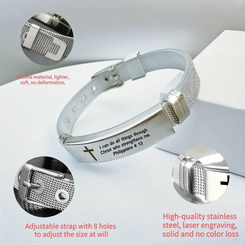Silver Bracelet Phillippians 4:13