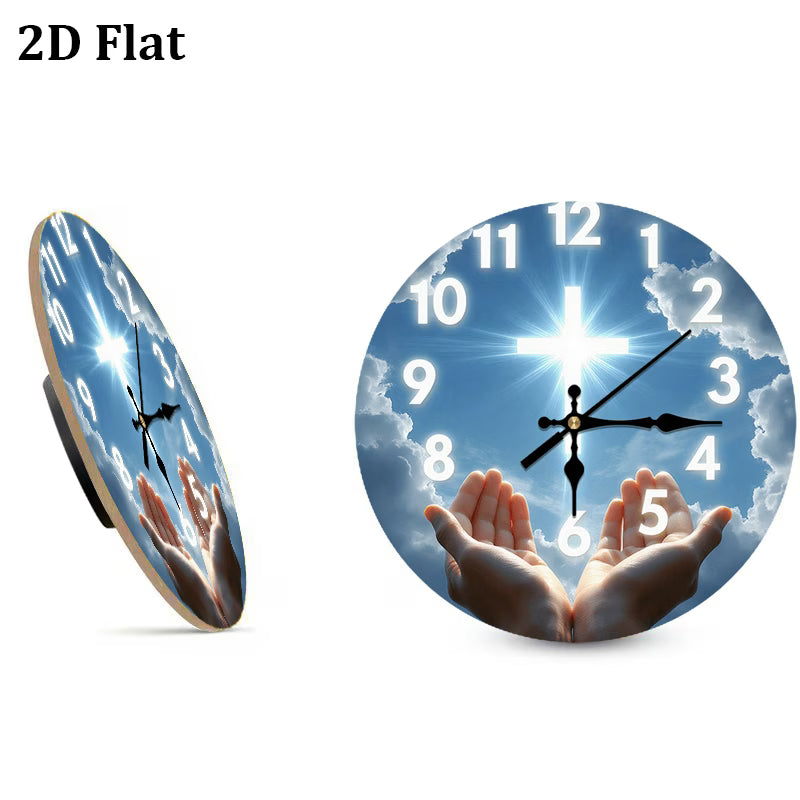 Wooden Clock with Cross