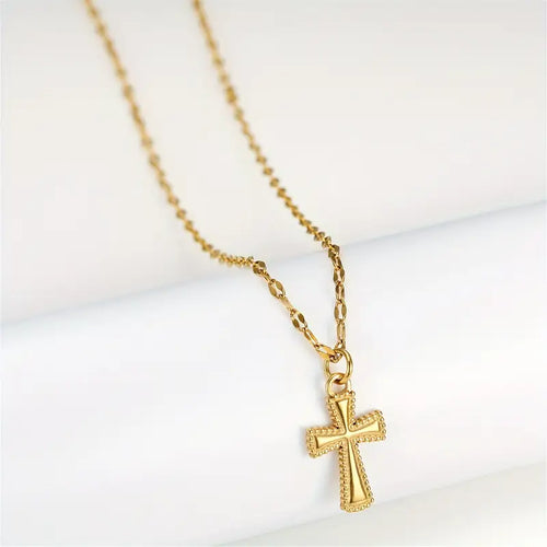 18K Golden Plated Simple Cross Pendant Necklace
