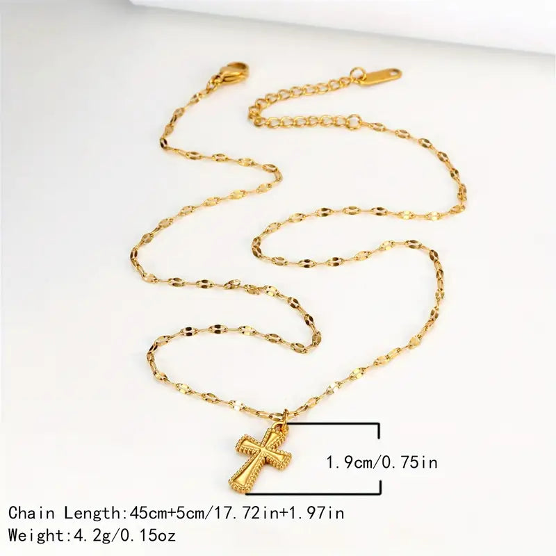 18K Golden Plated Simple Cross Pendant Necklace