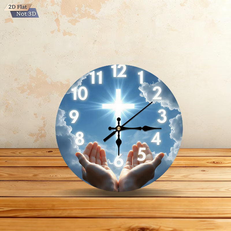 Wooden Clock with Cross