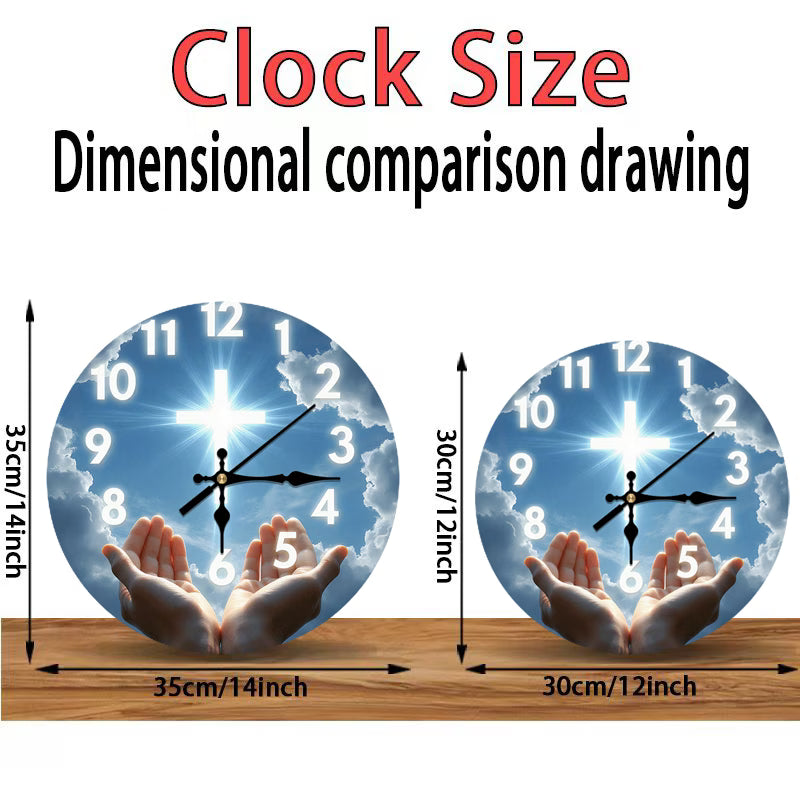 Wooden Clock with Cross