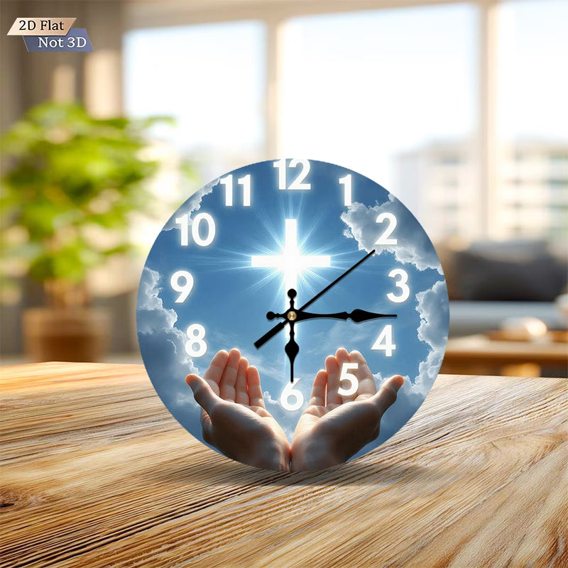 Wooden Clock with Cross