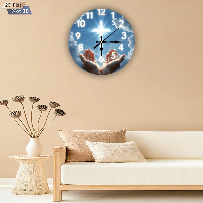 Wooden Clock with Cross