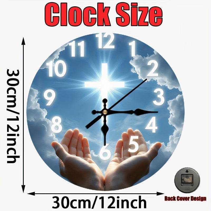 Wooden Clock with Cross