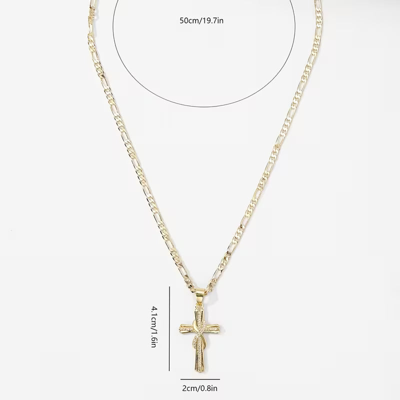 Premium Stones Cross 14k Necklace