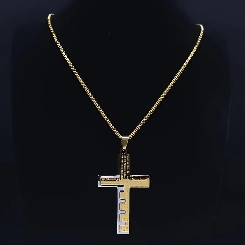 Golden SS Cross with Prayer