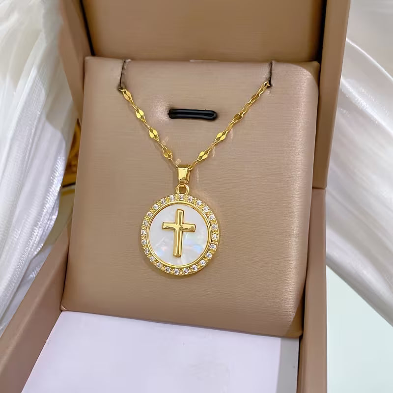 Cross in Round Pendant