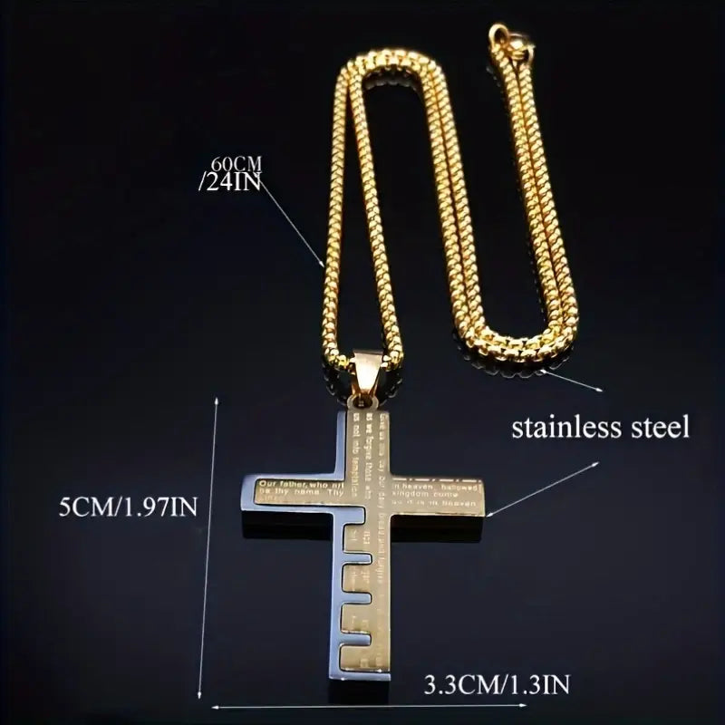 Golden SS Cross with Prayer