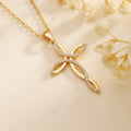 Copper Faux Gem Cross Pendant Necklace