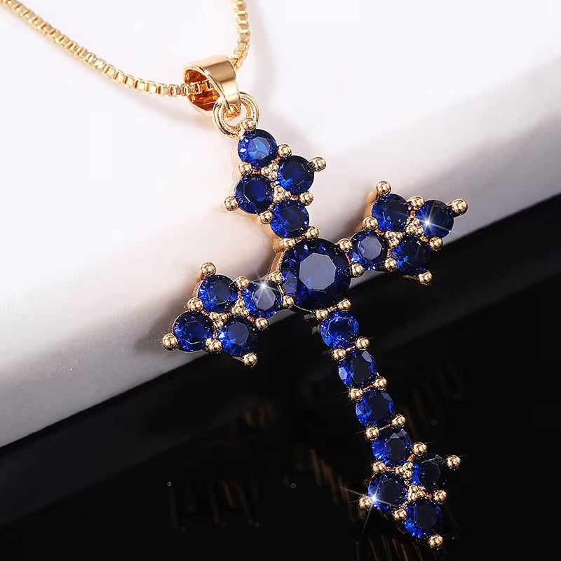 Zirconia Golden Toned Cross