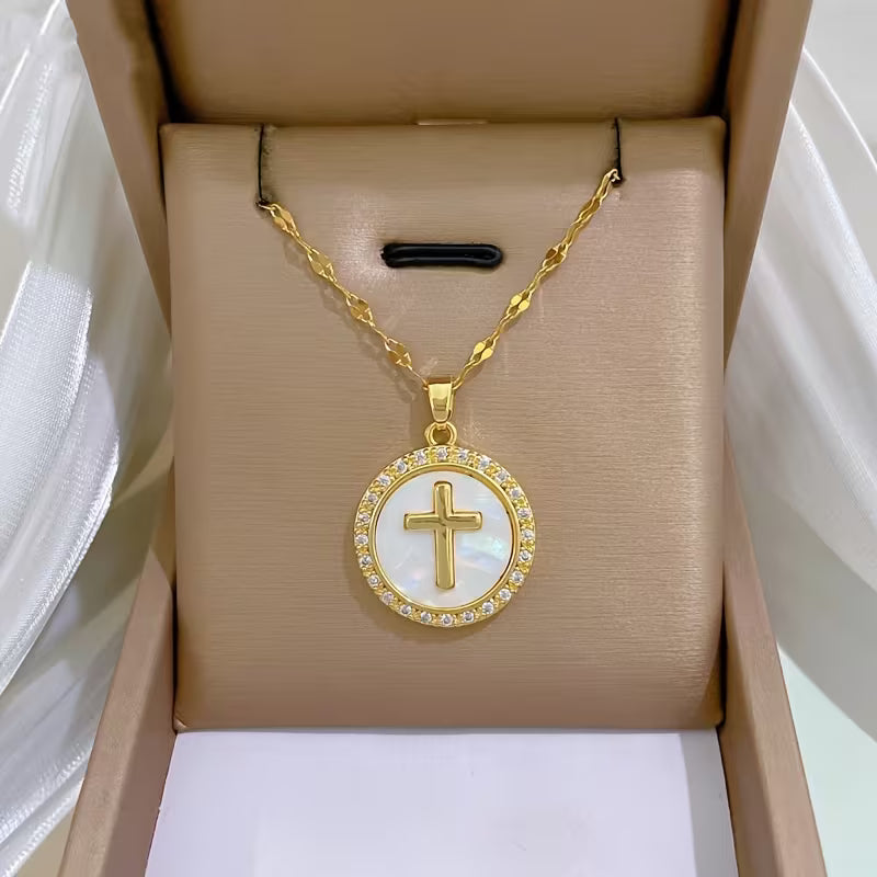 Cross in Round Pendant