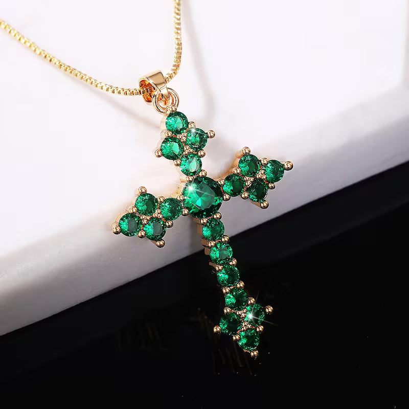 Zirconia Golden Toned Cross