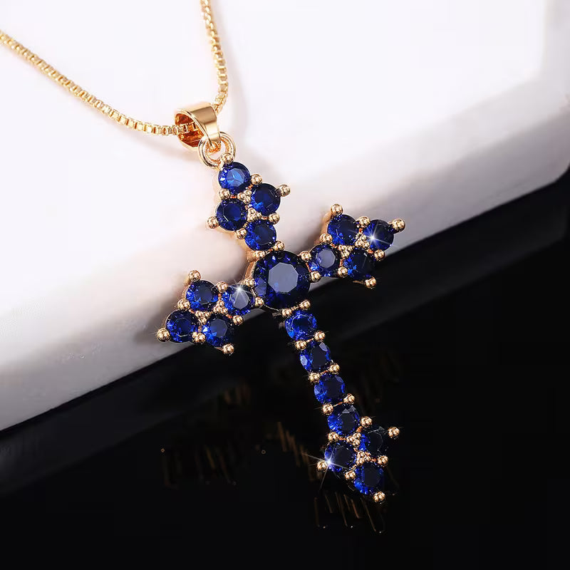 Zirconia Golden Toned Cross