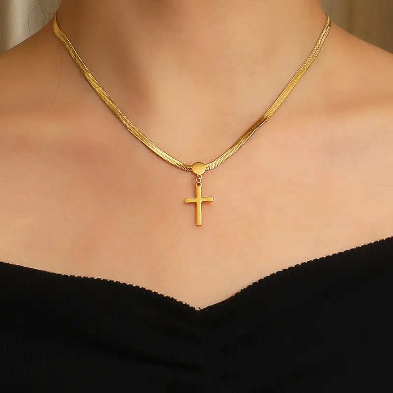 Sophisticated Simple Cross Necklace