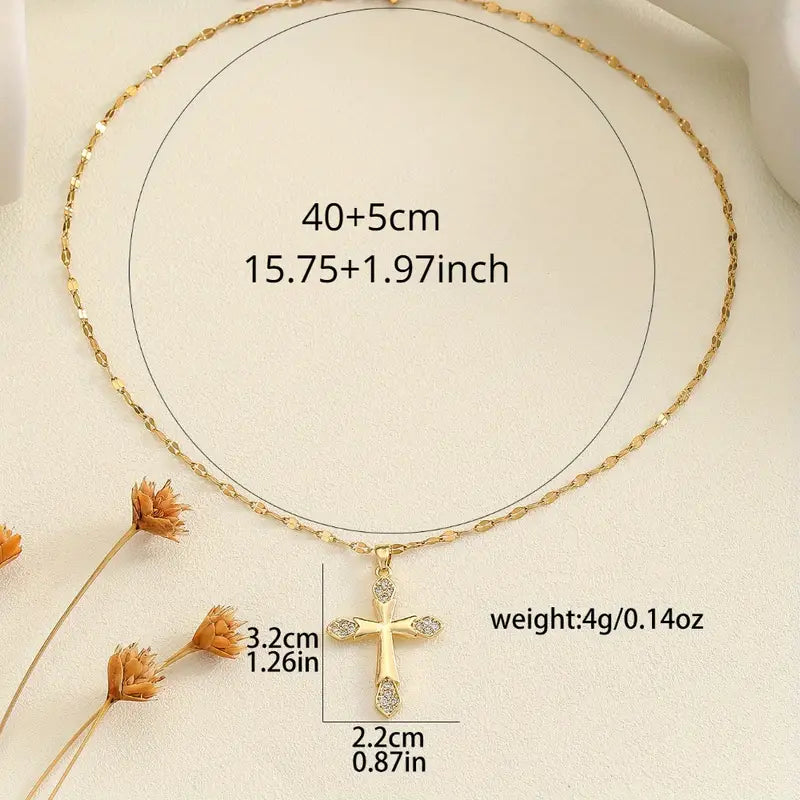 Luxury Stainless Steel Cross with Zirconia