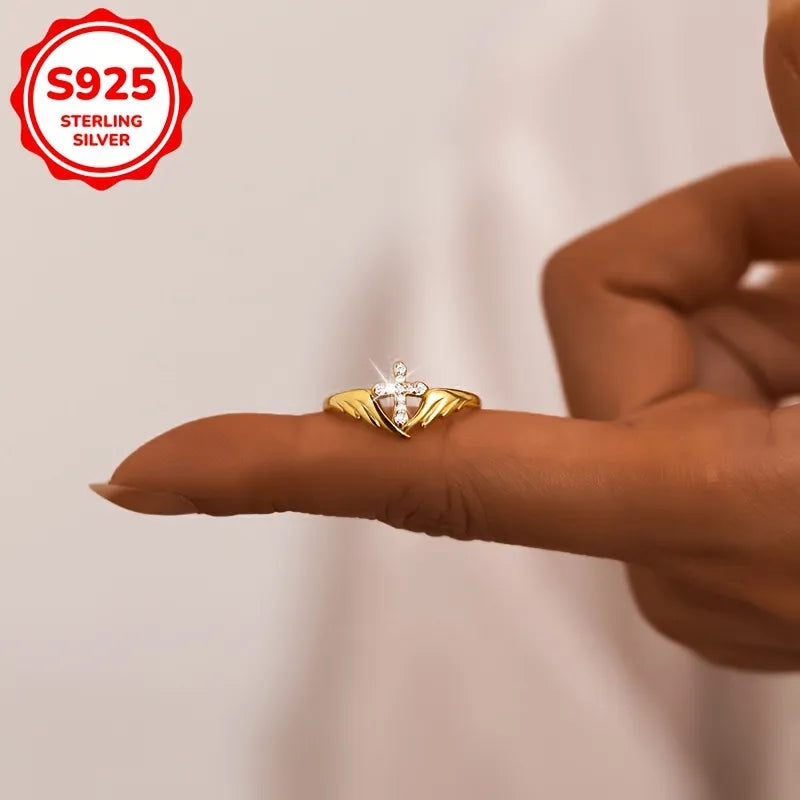 925 Wing Cross Ring
