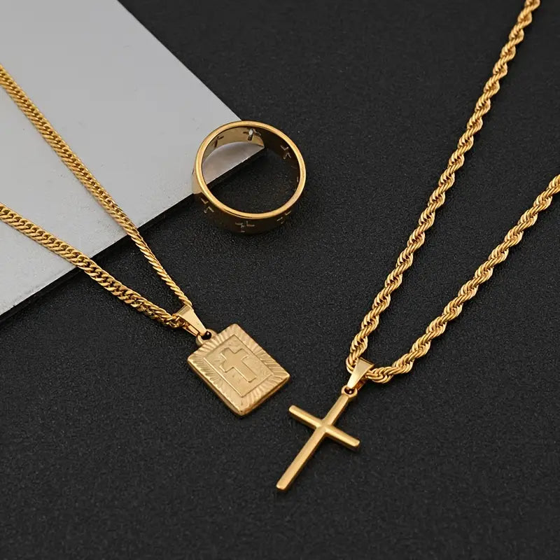 18k Gold Plated 3in1 Cross Set