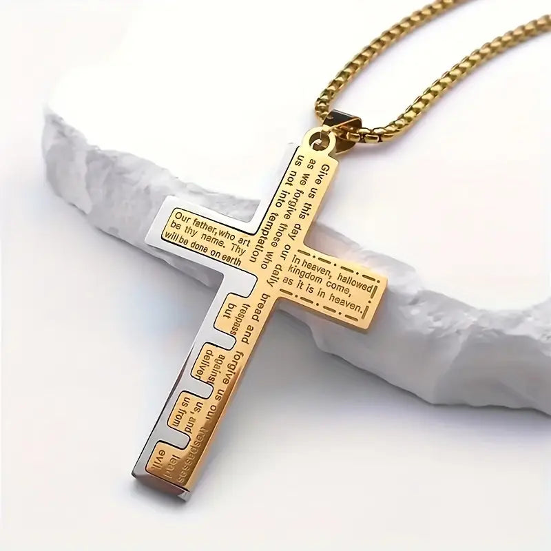 Golden SS Cross with Prayer