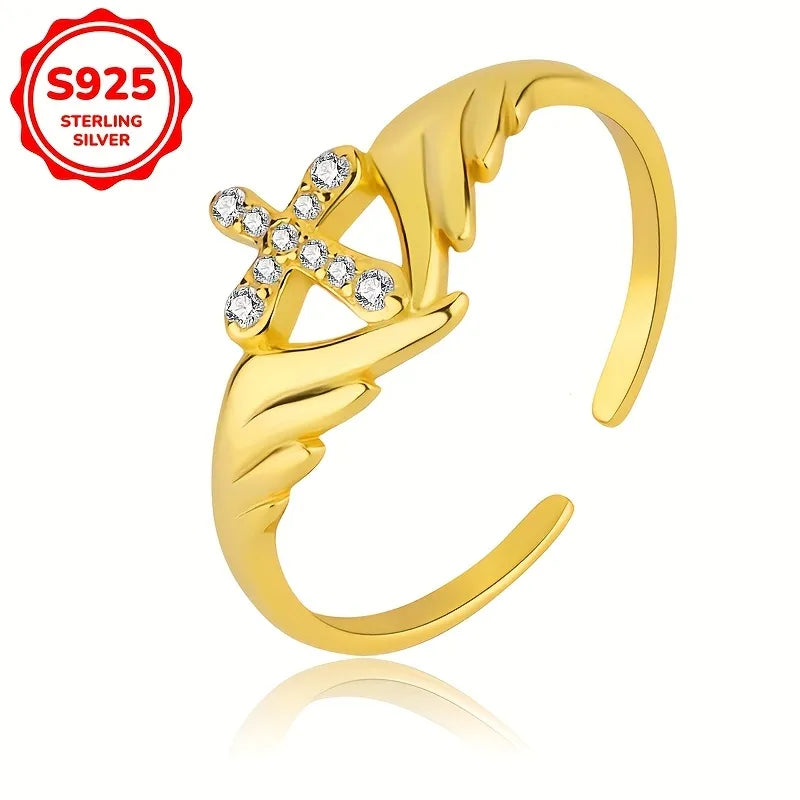 925 Wing Cross Ring