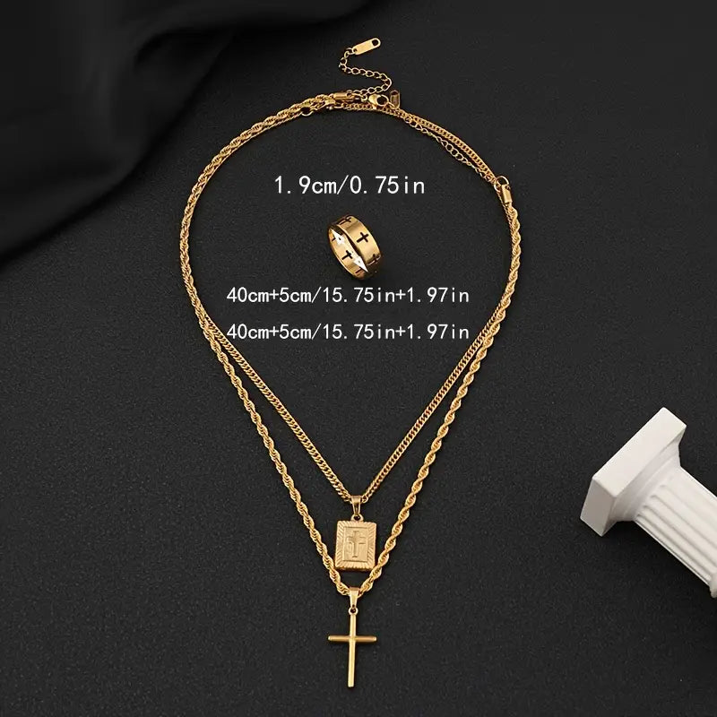 18k Gold Plated 3in1 Cross Set