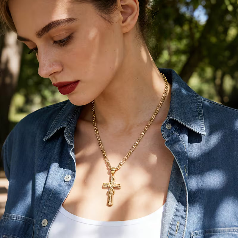 Premium Stones Cross 14k Necklace