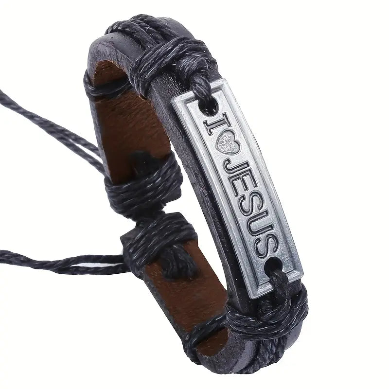 PU Leather I Love You Jesus Bracelet