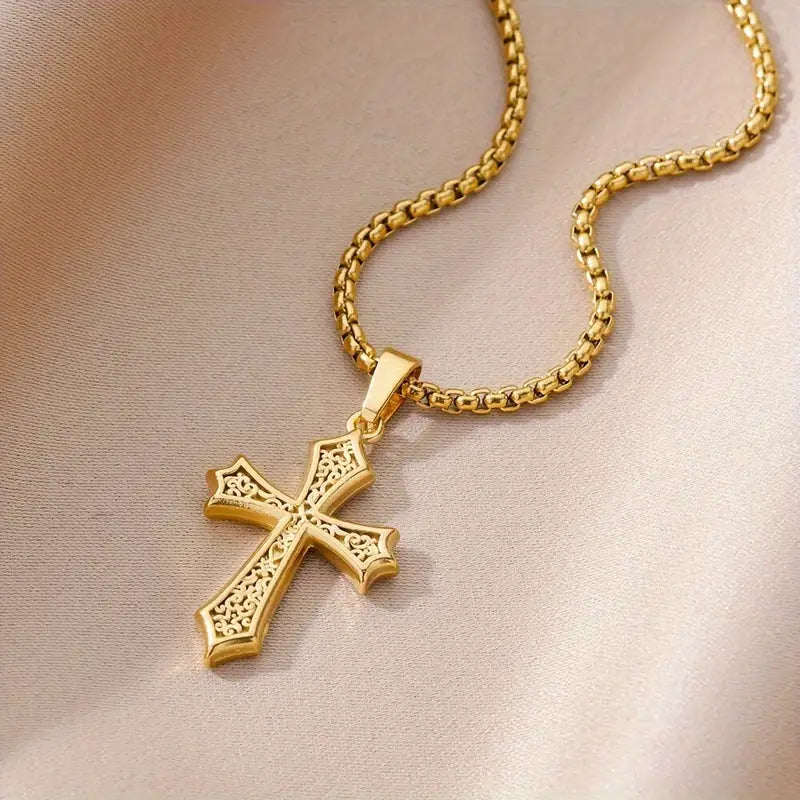 Golden Hollow Cross Stainless Steel