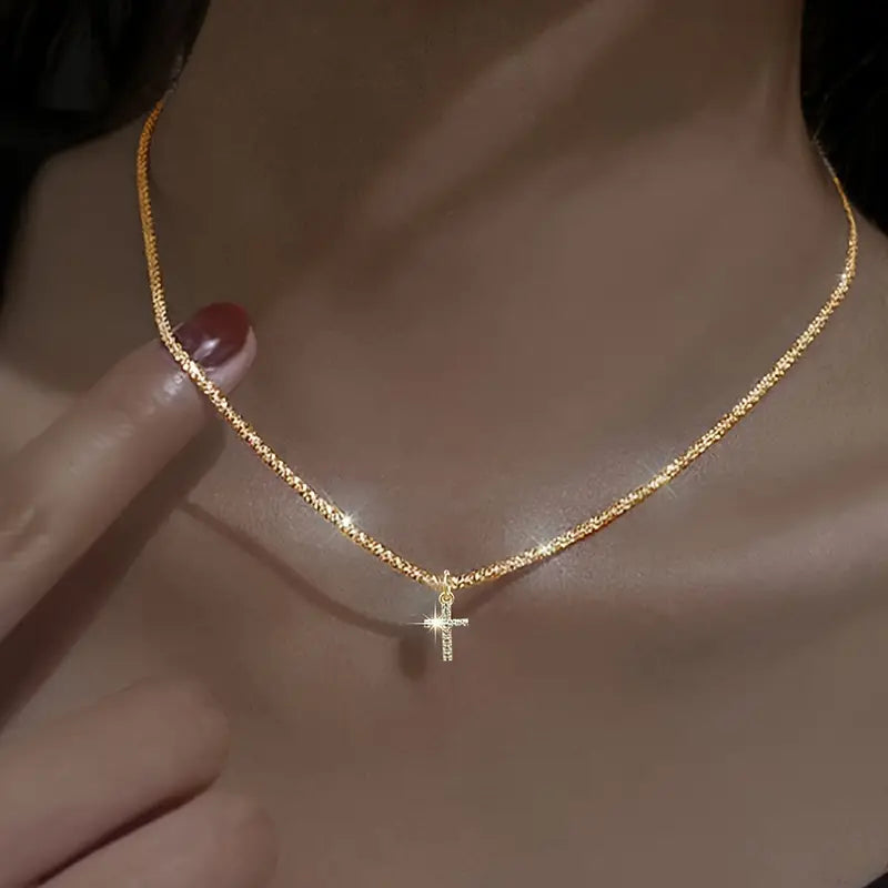 Unique Zircon Cross Necklace