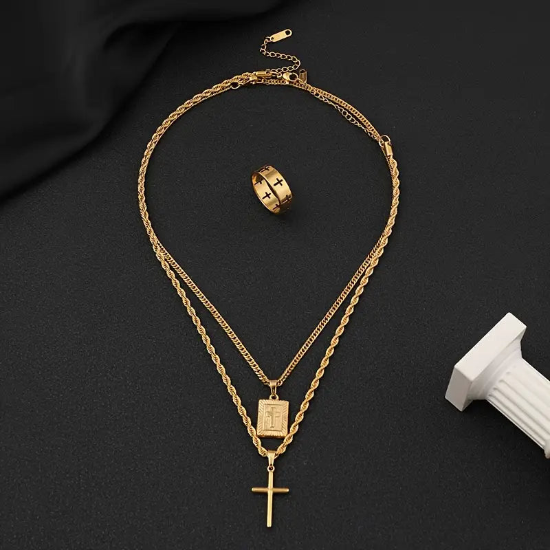 18k Gold Plated 3in1 Cross Set