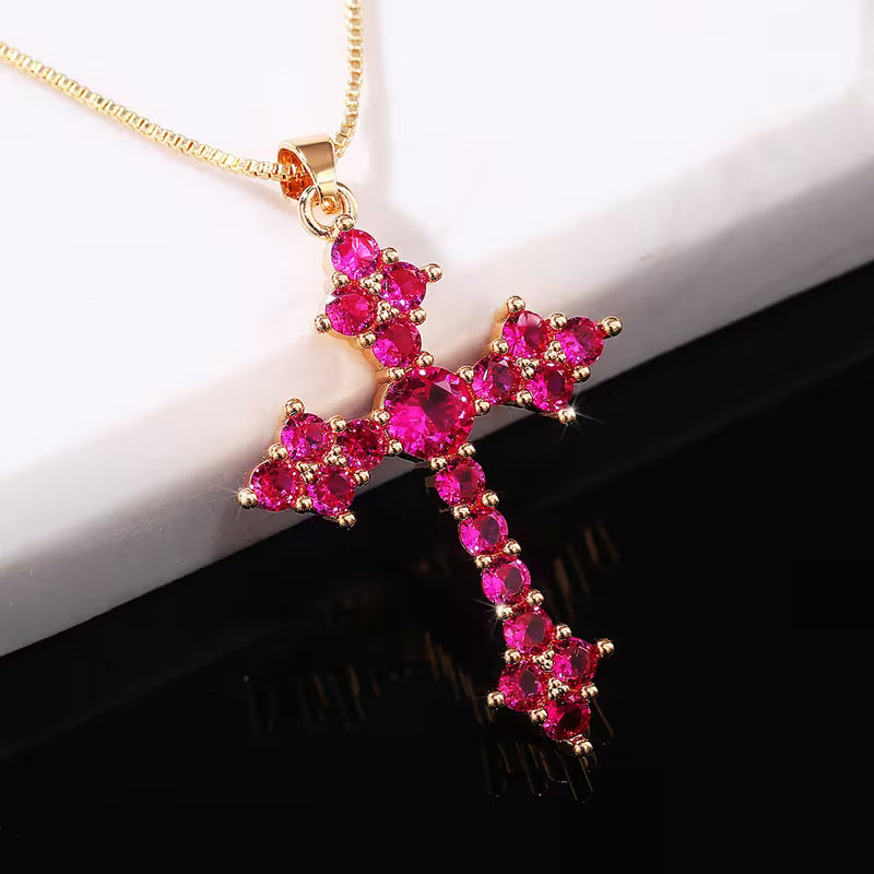 Zirconia Golden Toned Cross