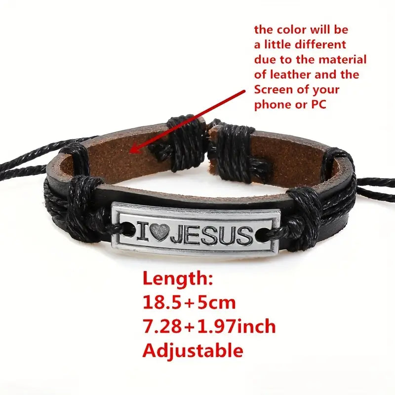 PU Leather I Love You Jesus Bracelet