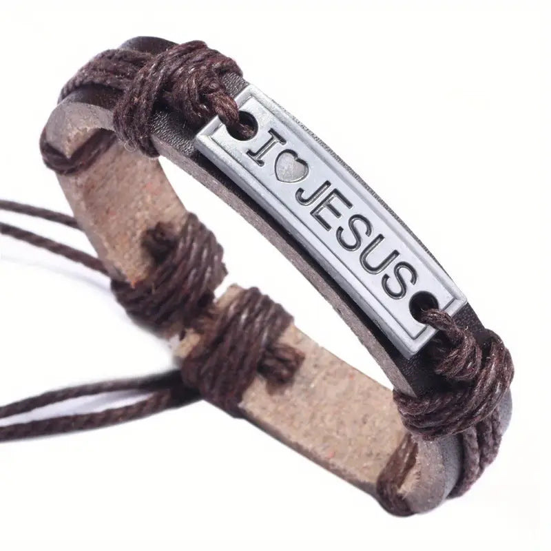 PU Leather I Love You Jesus Bracelet