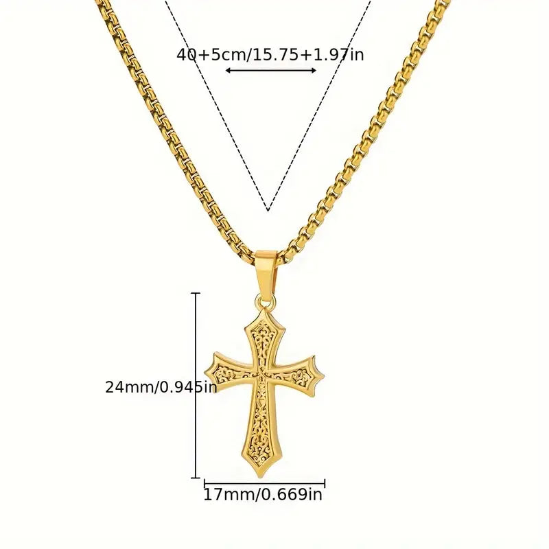Golden Hollow Cross Stainless Steel