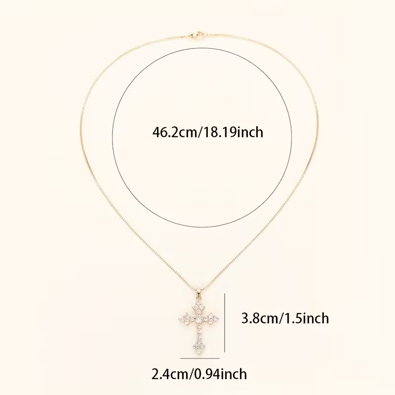 Zirconia Golden Toned Cross