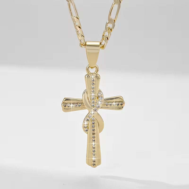 Premium Stones Cross 14k Necklace