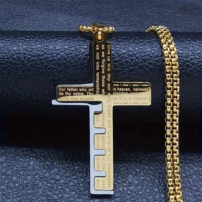 Golden SS Cross with Prayer
