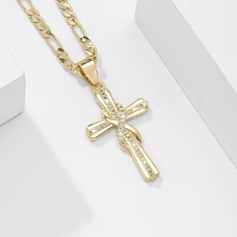 Premium Stones Cross 14k Necklace