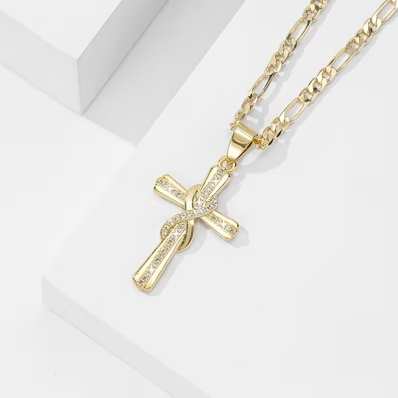 Premium Stones Cross 14k Necklace