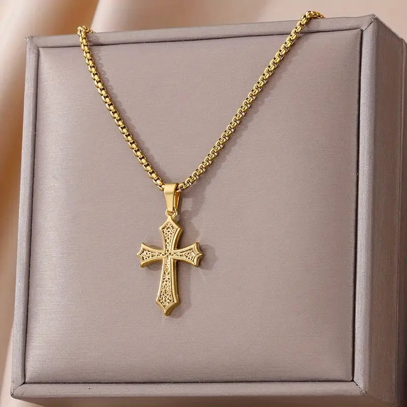 Golden Hollow Cross Stainless Steel