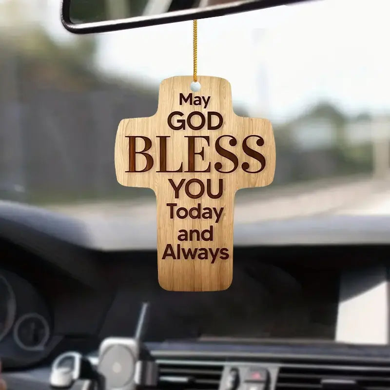 Car Hanging Wooden Cross