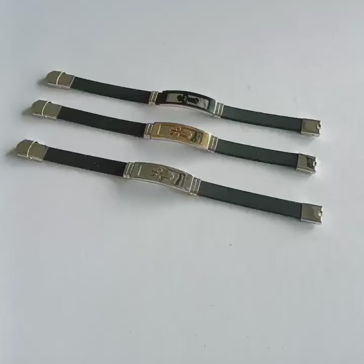 SS Silicon Bracelet with Cross