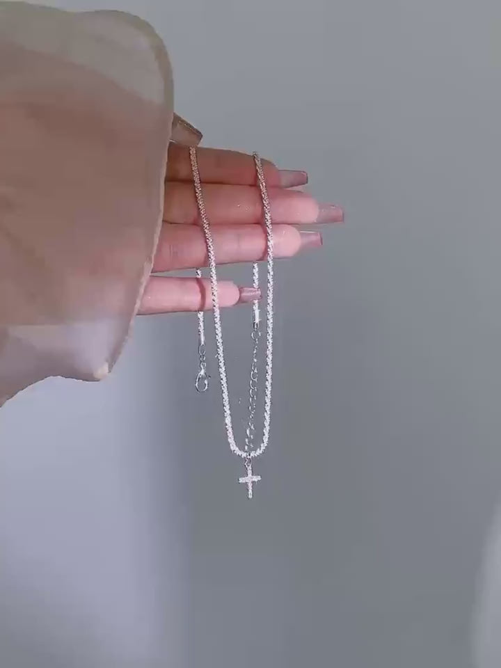 Unique Zircon Cross Necklace